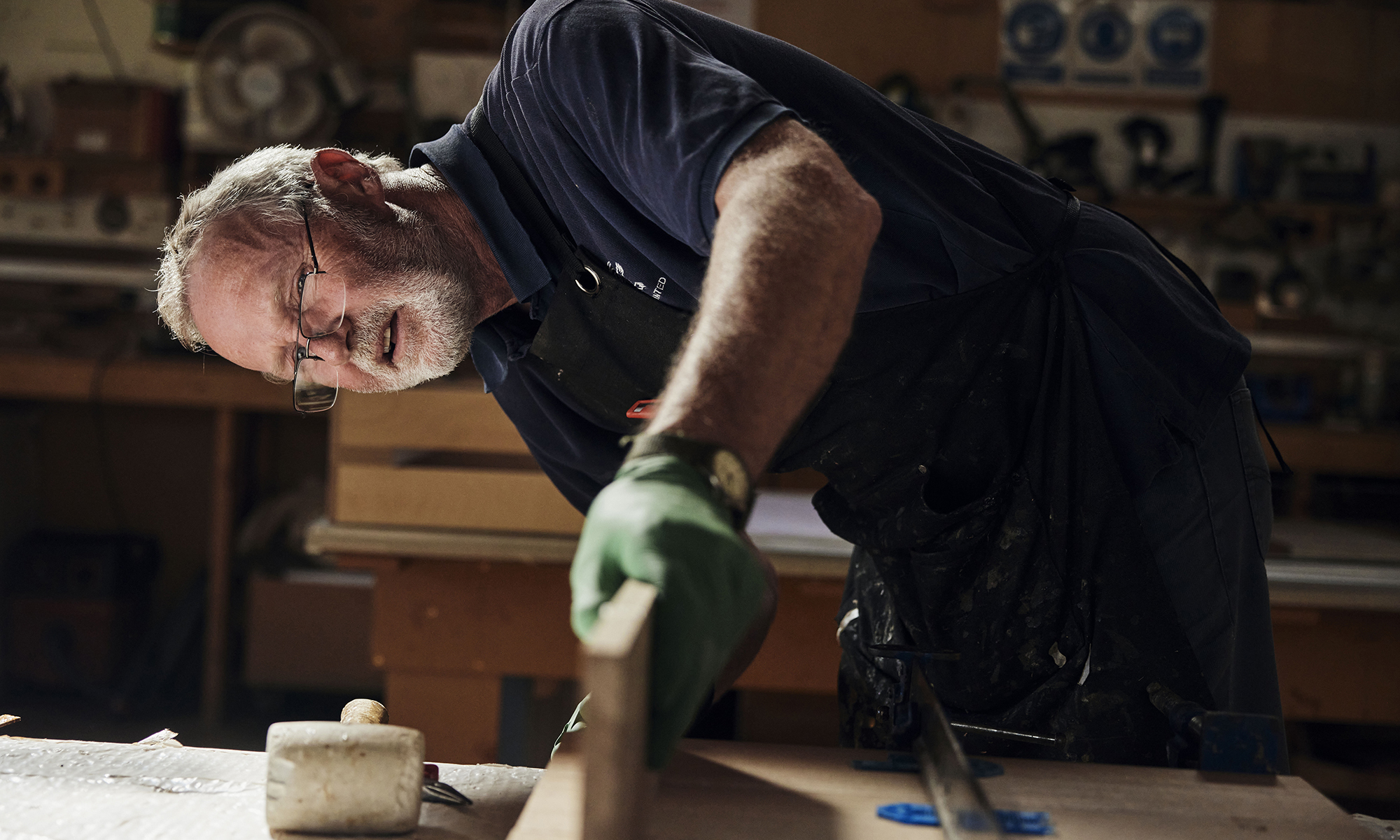 A William Garvey team member crafting furniture in the workshops. The William Garvey approach makes sure each project is built on clear communication, rigorous planning and exceptional craftsmanship