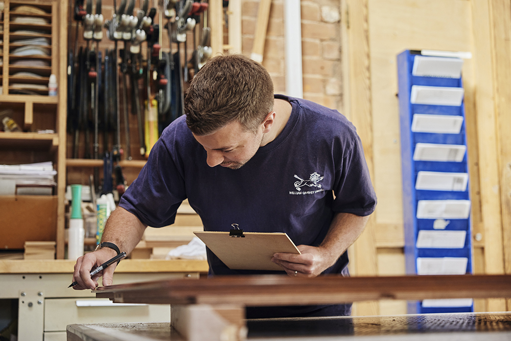 Quality control in the workshops at William Garvey. The William Garvey approach makes sure each project is built on clear communication, rigorous planning and exceptional craftsmanship