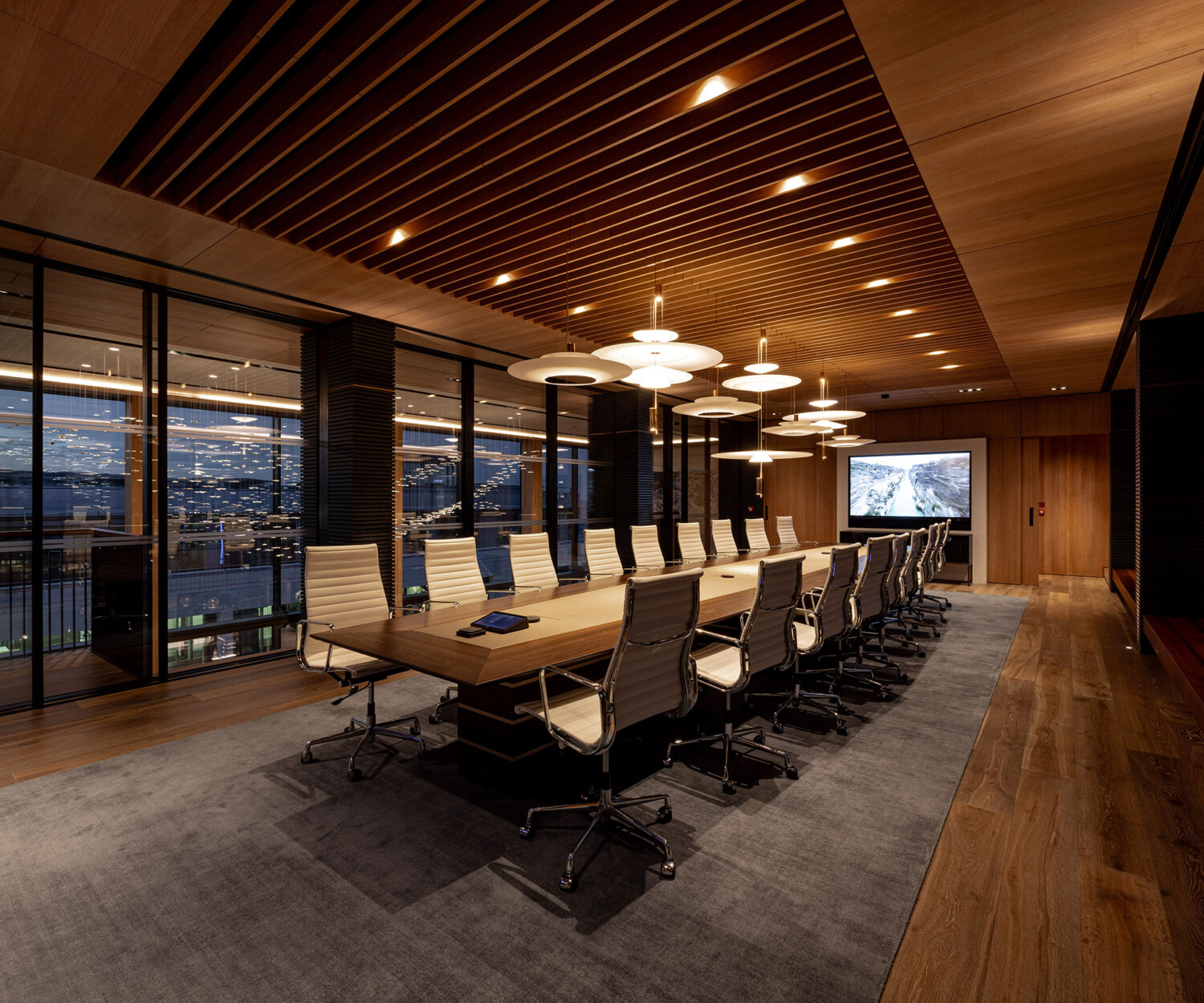 Bespoke boardroom table, furniture and architectural joinery for the headquarters of a company in the Isle of Man by William Garvey bespoke furniture maker designer