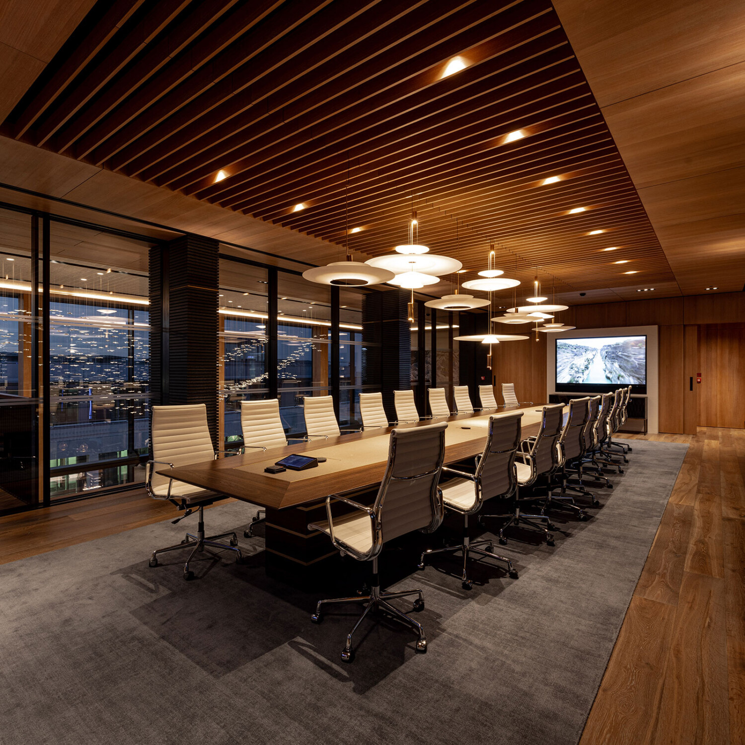 Bespoke boardroom table, furniture and architectural joinery for the headquarters of a company in the Isle of Man by William Garvey bespoke furniture maker designer
