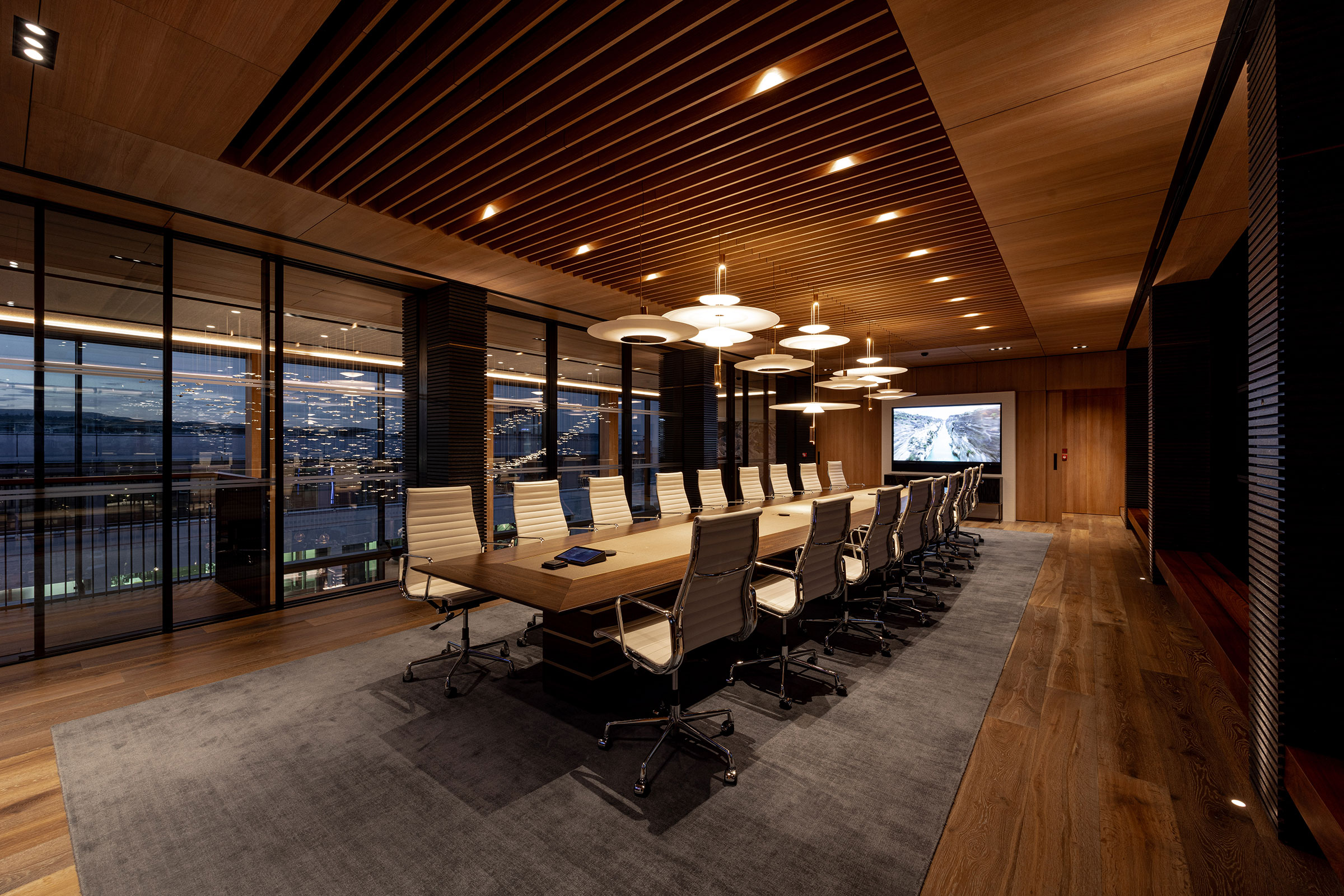Bespoke boardroom table, furniture and architectural joinery for the headquarters of a company in the Isle of Man by William Garvey bespoke furniture maker designer